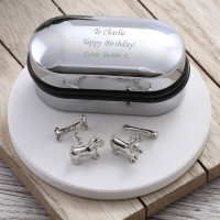 personalised dog and bone cufflinks
