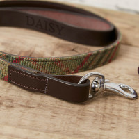 personalised Green Tweed Dog Lead