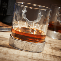 English Pewter Double Majestic Stag Head Whisky Glasses Gift Set