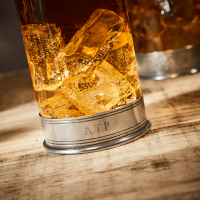 English Pewter Double Stag Head Highball Glasses Gift Set
