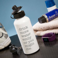 personalised Drink More Water White Water Bottle