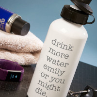 personalised Drink More Water White Water Bottle