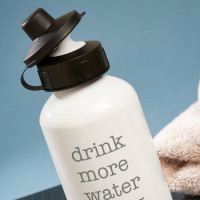 personalised Drink More Water White Water Bottle