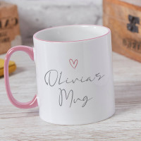 personalised Elegant Name Two Tone Mug Pink