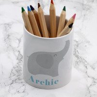 personalised Blue Elephant Pen Pot