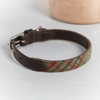 personalised Classic Green Tweed Dog Collar