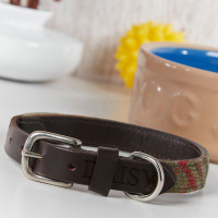 personalised Classic Green Tweed Dog Collar