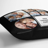 personalised Family Black Collage Cushion 18x18"