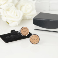 personalised Father of the Bride Round Wooden Cufflinks