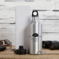 personalised Flat Cap Silver Water Bottle