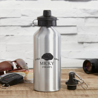 personalised Flat Cap Silver Water Bottle