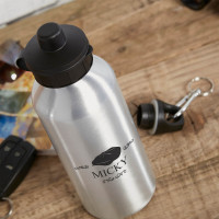 personalised Flat Cap Silver Water Bottle