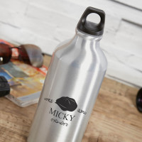 personalised Flat Cap Silver Water Bottle