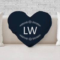 personalised Flower Monogram Heart Shaped Cushion