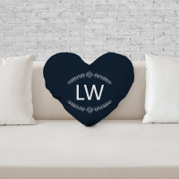 personalised Flower Monogram Heart Shaped Cushion