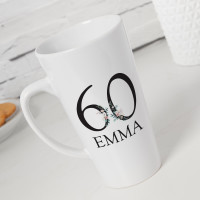 personalised Flowers 60th Birthday Tall Latte Mug