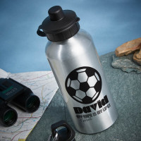 personalised Football is my life Silver Water Bottle