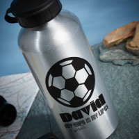 personalised Football is my life Silver Water Bottle