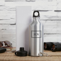 personalised Framed Monogram Silver Water Bottle