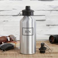 personalised Framed Monogram Silver Water Bottle