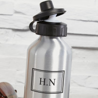 personalised Framed Monogram Silver Water Bottle