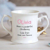 personalised Girl Dinosaur Christening Mug