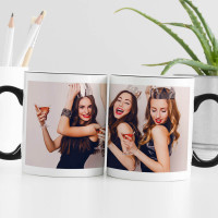 personalised Full Wrap Black Two Tone Photo Mug