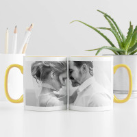 personalised Full Wrap Yellow Two Tone Photo Mug