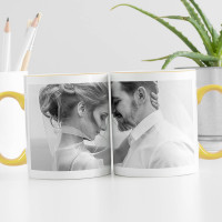 personalised Full Wrap Yellow Two Tone Photo Mug