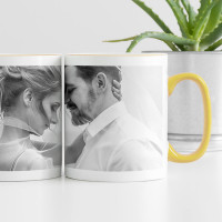 personalised Full Wrap Yellow Two Tone Photo Mug
