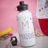 Personalised Girl's Moon & Stars White Water Bottle