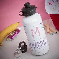 Personalised Girl's Moon & Stars White Water Bottle