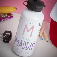 Personalised Girl's Moon & Stars White Water Bottle