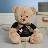 Personalised Pink Pram Christening Fudge Teddy Bear