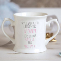 personalised Girl Rocking Horse Christening Mug