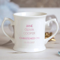 Personalised Baby Girl Pram Christening Mug
