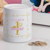 Personalised Baby Girl's 1st Birthday Personalised Money Box