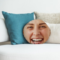 personalised Girl Face Round Photo Cushion 18"