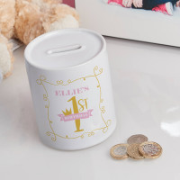 Personalised Baby Girl's 1st Birthday Personalised Money Box