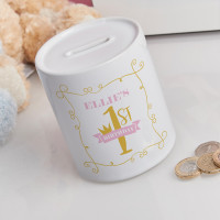 Personalised Baby Girl's 1st Birthday Personalised Money Box