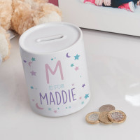 personalised Moon & Stars Girl's Personalised Money Box