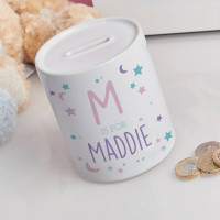 personalised Moon & Stars Girl's Personalised Money Box