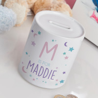 personalised Moon & Stars Girl's Personalised Money Box