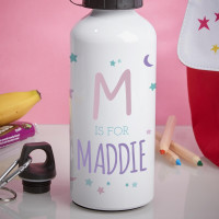 Personalised Girl's Moon & Stars White Water Bottle