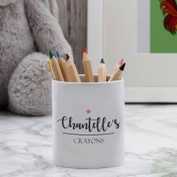 personalised pink star crayon pot