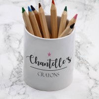 personalised pink star crayon pot