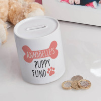 personalised pink puppy fund money box