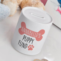 personalised pink puppy fund money box