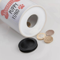personalised pink puppy fund money box