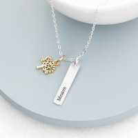 personalised Tree of Life Bar Necklace - Gold